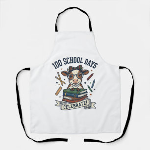 100 Days School Cow Vintage Engraving Teacher Shir Apron
