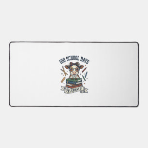100 Days School Cow Vintage Engraving Teacher Shir Desk Mat