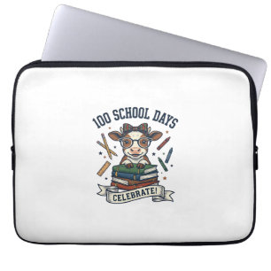 100 Days School Cow Vintage Engraving Teacher Shir Laptop Sleeve