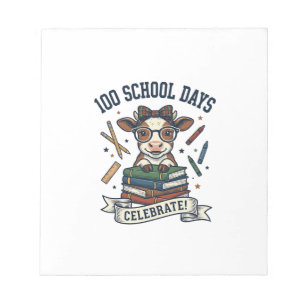 100 Days School Cow Vintage Engraving Teacher Shir Notepad