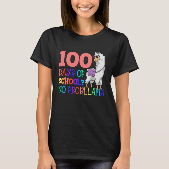 100 Days School No Sample Llama Teacher Or Student T-Shirt (Front)