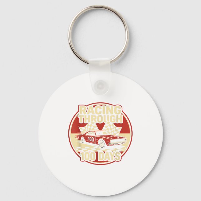 100 Days School Race Car Key Ring (Front)