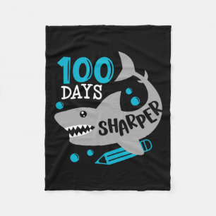 100 Days Sharper Shark 100th Day Of School For Boy Fleece Blanket