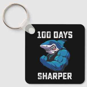 100 Days Sharper Shark 100th Day Of School Gym Key Ring