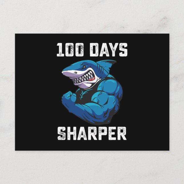 100 Days Sharper Shark 100th Day Of School Gym Postcard (Front)