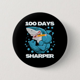 100 Days Sharper Shark Fun 100 Days Of School  6 Cm Round Badge
