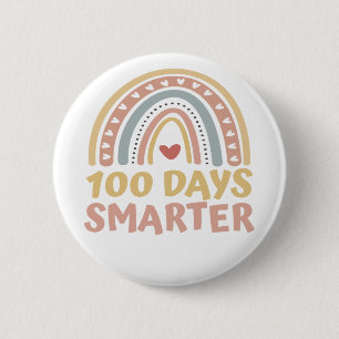 100 Days Smarter 100 Days of School Boho Rainbow 6 Cm Round Badge