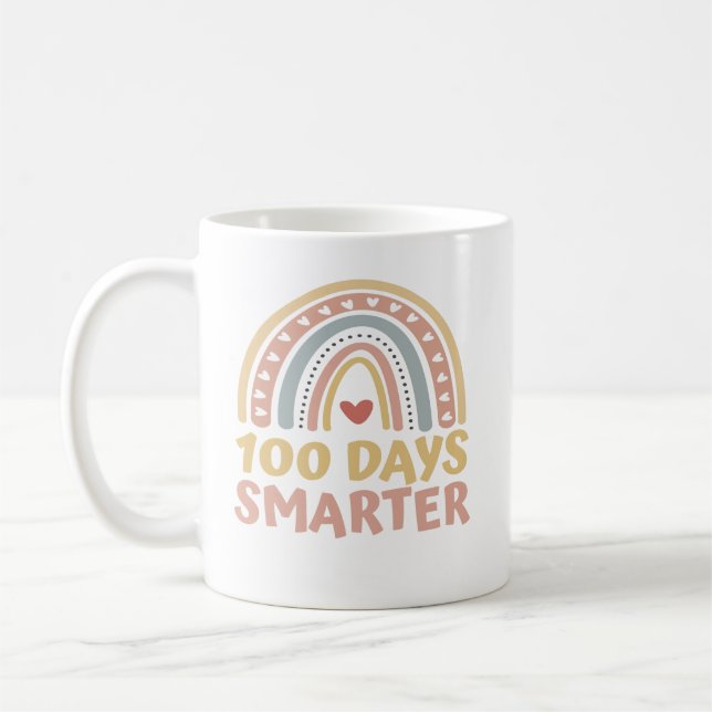 100 Days Smarter 100 Days of School Boho Rainbow Coffee Mug (Left)
