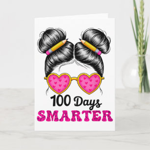 100 Days Smarter 100 Days Of School Girls Kids 100 Card