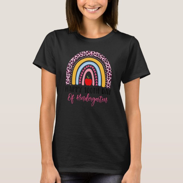 100 Days Smarter 100th Day Of Kindergarten Rainbow T-Shirt (Front)