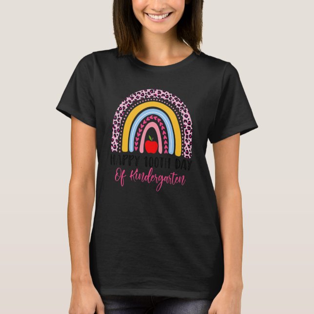 100 Days Smarter 100th Day Of Kindergarten Rainbow T-Shirt (Front)