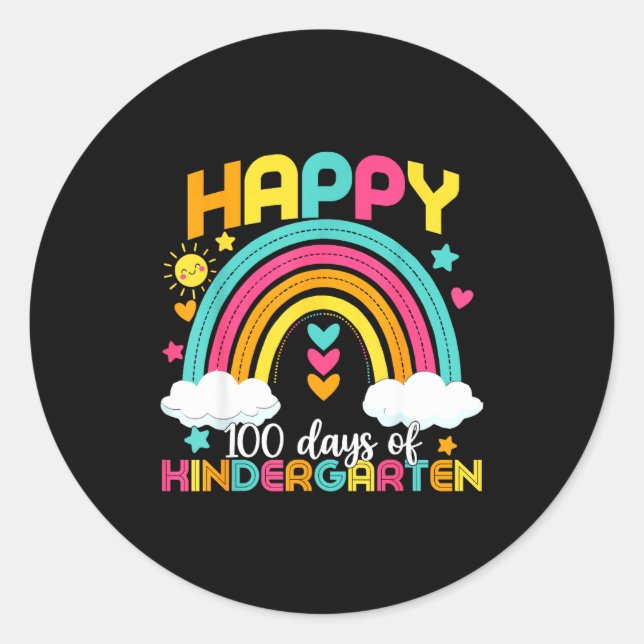 100 Days Smarter 100th Day Of Kindergarten Teacher Classic Round Sticker (Front)