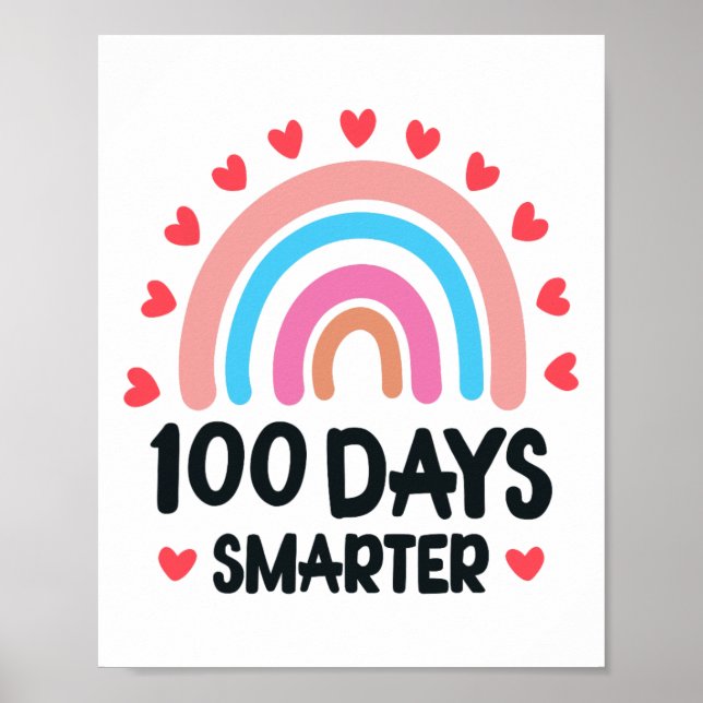 100 Days Smarter 100th Day Of School Boys Girls Ki Poster (Front)