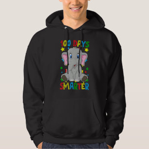 100 Days Smarter 100th Day Of School Cute Elephant Hoodie