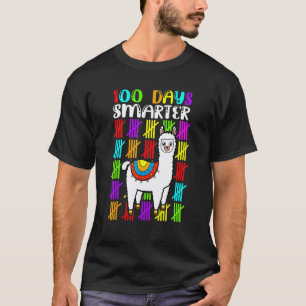 100 Days Smarter 100th Day Of School Cute Llama Ki T-Shirt