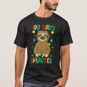 100 Days Smarter 100th Day Of School Cute Sloth Ki T-Shirt