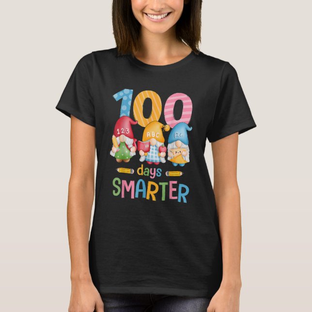 100 Days Smarter 100th Day Of School Gnome Lover T T-Shirt (Front)