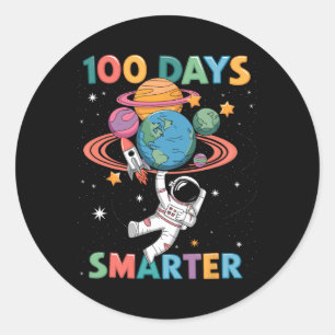 100 Days Smarter 100th Day Of School Kids Astronau Classic Round Sticker