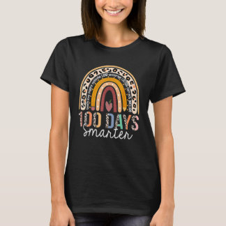 100 Days Smarter 100th Day Of School Rainbow Leopa T-Shirt