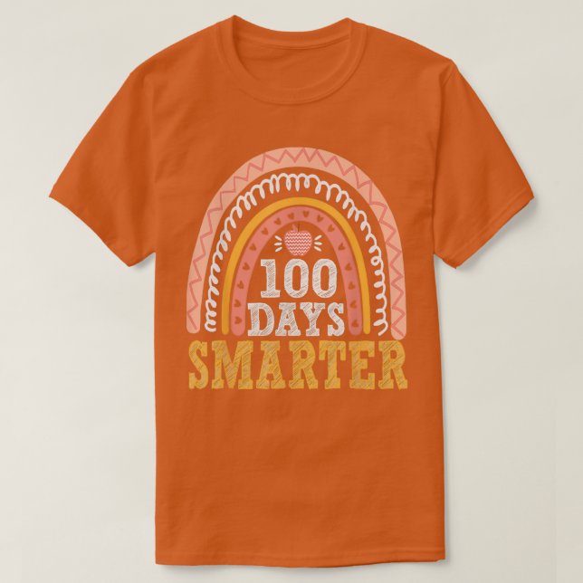 100 Days Smarter 100th Day Of School Rainbow T-Shirt (Design Front)