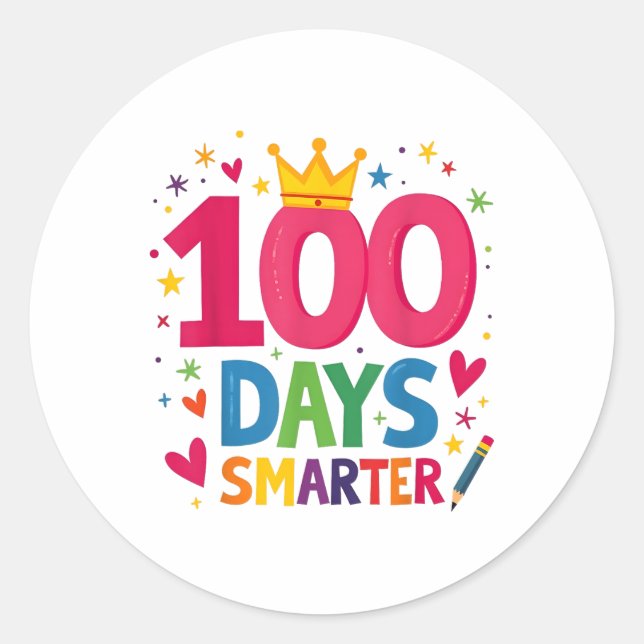 100 Days Smarter 100th Day Of School Toddlers Classic Round Sticker (Front)