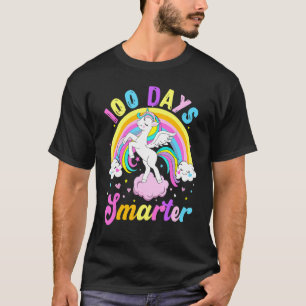 100 Days Smarter 100th Day Of School Unicorn Rainb T-Shirt