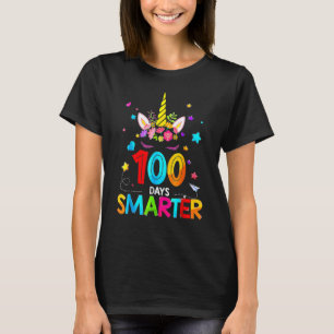 100 Days Smarter 100th Day Of School Unicorn Stude T-Shirt