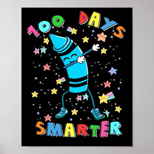 100 Days Smarter 100th Day School Dabbing Crayon Poster (Front)
