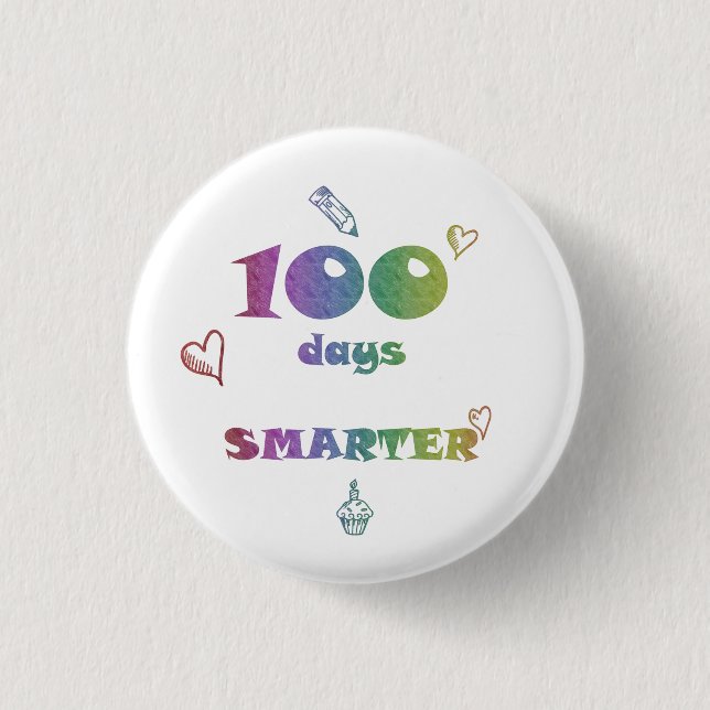 100 days smarter 3 cm round badge (Front)