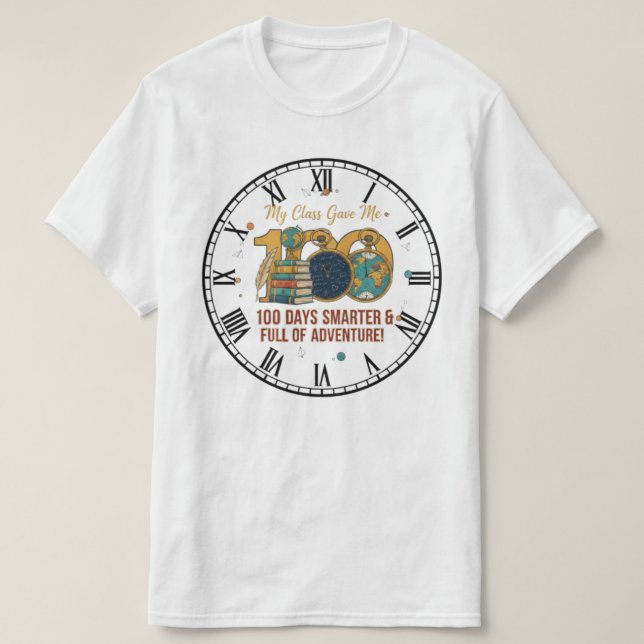 100 Days Smarter Adventure Teacher Shirt (Design Front)