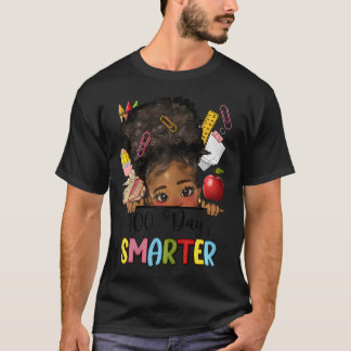 100 Days Smarter Afro Girls Messy Bun 100Th Day Of T-Shirt