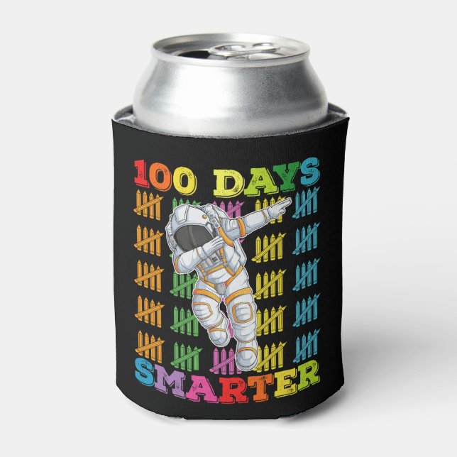 100 Days Smarter Astronaut 100th Day Of School Can Cooler (Can Front)