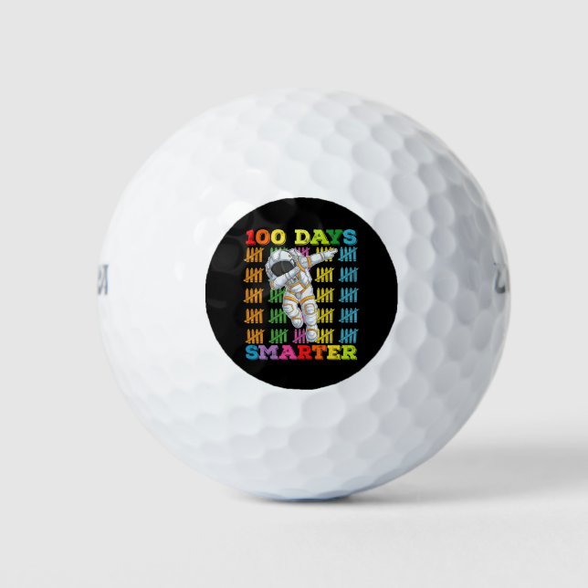 100 Days Smarter Astronaut 100th Day Of School Golf Balls (Front)