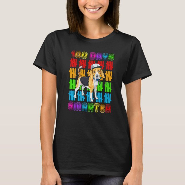 100 Days Smarter Beagle Dog Lovers 100 Days Of Sch T-Shirt (Front)