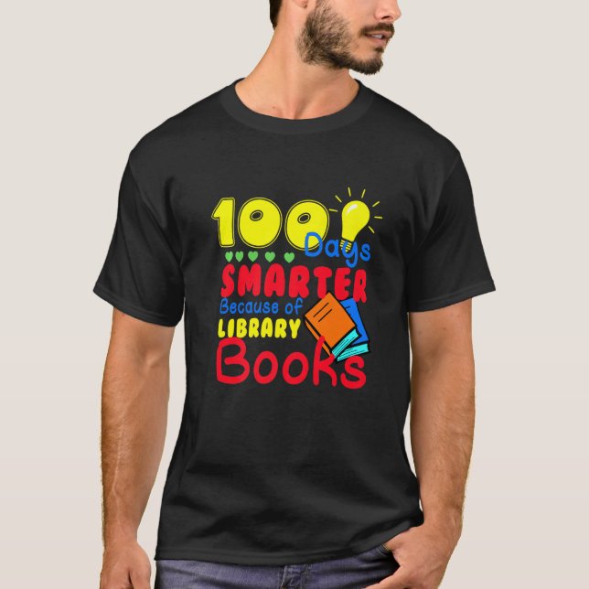 100 Days Smarter Because of Library Books Kids Tea T-Shirt (Front)