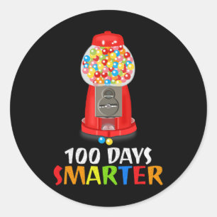 100 Days Smarter Bubble Gum Machine Women Men Gift Classic Round Sticker