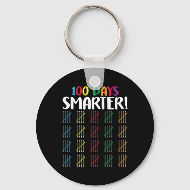 100 days smarter  Counting Hash Marks days of scho Key Ring (Front)