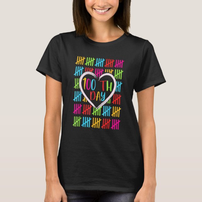 100 Days Smarter Counting Tally Marks 100Th Day Of T-Shirt (Front)