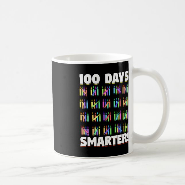 100 Days Smarter Crayons Student Gift 100 Days Of  Coffee Mug (Right)