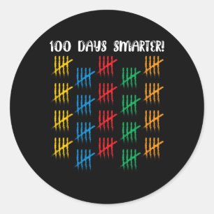 100 Days Smarter Cute Student Boys Girls 100 Days Classic Round Sticker