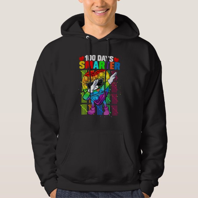 100 Days Smarter Dabbing Fidget Toy 100 Days Of Sc Hoodie (Front)