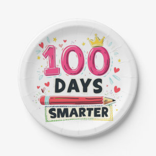 100 Days Smarter Days of School Teacher  Paper Plate