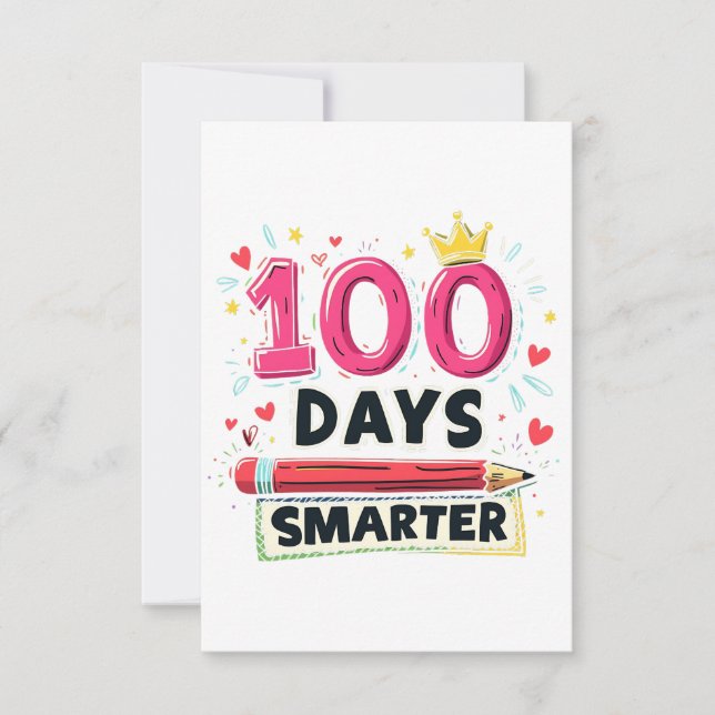 100 Days Smarter Days of School Teacher  Thank You Card (Front)
