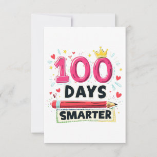 100 Days Smarter Days of School Teacher Thank You Card