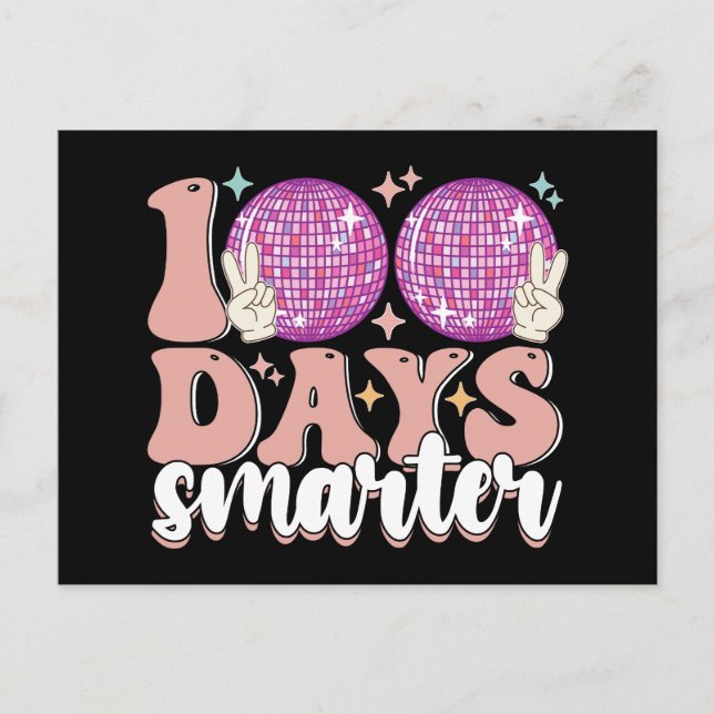 100 Days Smarter Disco Ball 100th Day Of School Postcard (Front)