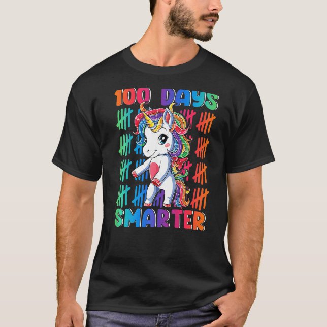 100 Days Smarter Flossing Unicorn Happy 100 Days O T-Shirt (Front)