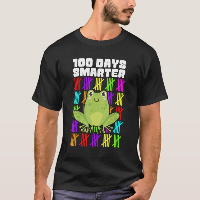 100 Days Smarter Frog Shirts, Boys Girls 100th Day T-Shirt (Front)