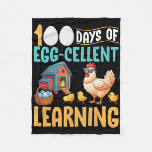 100 Days Smarter Funny Chicken 100th Day Of School Fleece Blanket