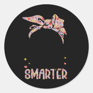 100 Days Smarter Girls Messy Bun Hair 100th Day Of Classic Round Sticker