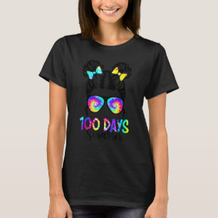 100 Days Smarter Girls Messy Bun Hair 100th Day Of T-Shirt